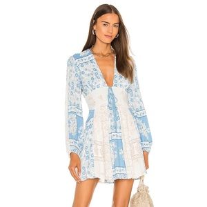 Free People Mixin It Up Mini Dress Sky Combo